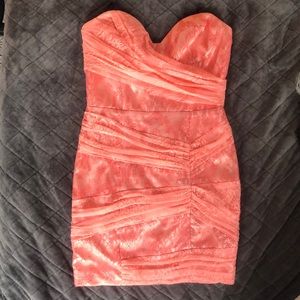 Super Cute peach-colored Bebe lined mini dress!!